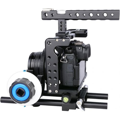  YELANGU Aluminum Alloy Camera Video Cage for Sony GH5 with Handle Grip to Mount Monitor,LED Light,Follow Focus,Matte Box,Microphone