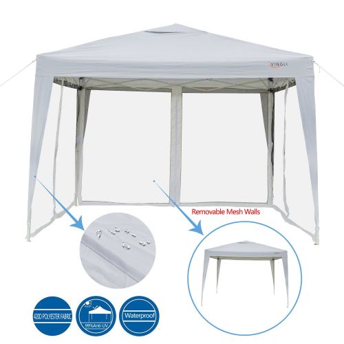  VINGLI 10 x 10 EZ POP UP Canopy Tent with 4 Removable Mesh Sidewalls,Shelter Anti-UV Anti-Mosquito, Screen House Family Party,Folding Instant Commercial Wedding Gauze Gazebo,Wheele