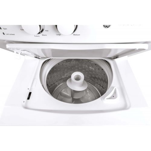  GE GUD27ESSMWW Unitized Spacemaker 3.8 Washer with Stainless Steel Basket and 5.9 Cu. Ft. Capacity Electric Dryer, White