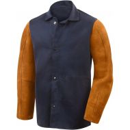 Steiner 1260-L 30-Inch Jacket, Weldlite Plus Navy Cotton, Rust Cowhide Sleeves, Large