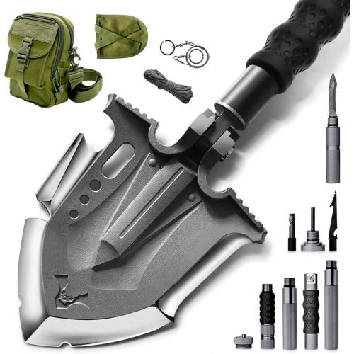  [아마존베스트]Zunelotoo Zune Lotoo Annihilate Tactical Shovel Camping(F-A3),6 Shifts with One Button Military Multifunctional Shovel,Folding Survival Shovel Multitool(24.4 Inch)