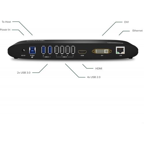  Plugable USB 3.0 Dual Monitor Horizontal Docking Station for Windows (Dual Video HDMI & DVIVGA, Gigabit Ethernet, Audio, 6 USB Ports)