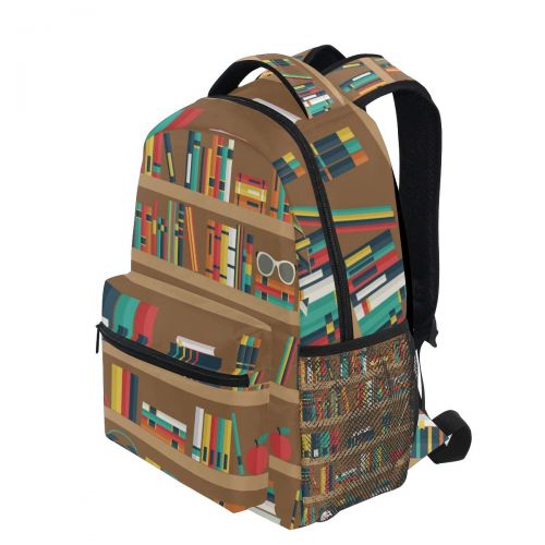  Jereee Library Bookshelf School Backpack Large Capacity Canvas Rucksack Satchel Casual Travel Daypack for Adult Teen Women Men Children