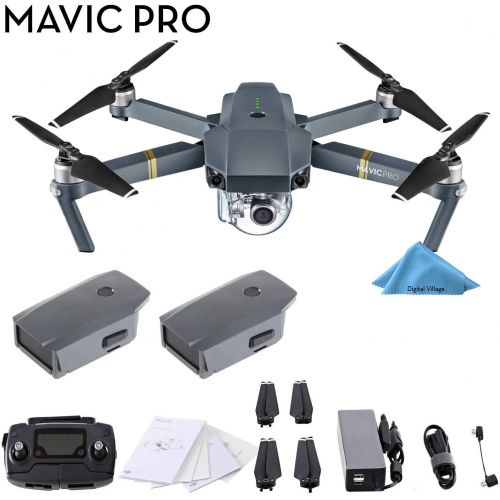 디제이아이 DJI Mavic Pro 4K Quadcopter with Remote Controller, 2 Batteries, with 1-Year Warranty - Gray