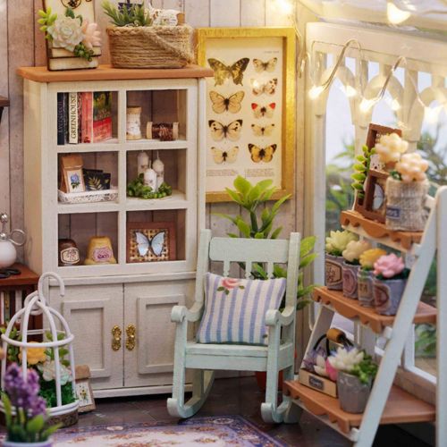  HMANE DIY Dollhouse Kit Miniature Furniture 3D Assembly Creative House with with Light and Music - Trip of Aegean Sea