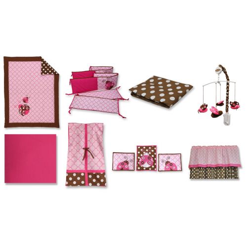  Bacati Lady Bugs pinkchocolate 10 pc Crib Set