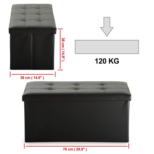  Samincom 30”L x 15”W x 14.17”H Classics Foldable Tufted Storage Bench Ottoman Black