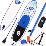 GYMAX Paddle Board, 6 Thick Inflatable Stand Up Surfboard SUP Board Set with Non-Slip Deck, Adjustable Paddle, Pump, Backpack, for All Levels