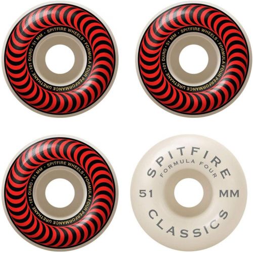  Spitfire Skateboard Wheels F4 Classics 101A Red/White 51mm