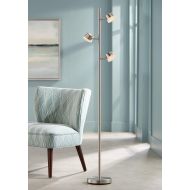 Merlin Lighting Modern Floor Lamp 3 Light LED Tree Satin Nickel Adjustable Acrylic Shade Pole Dimmer for Living Room Reading Bedroom Office - 360 Lighting