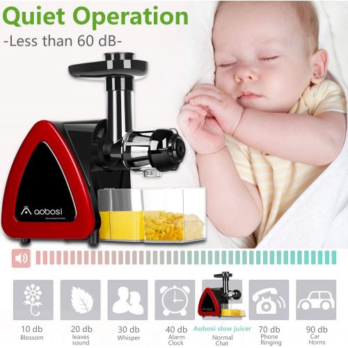  AAOBOSI Aobosi Slow Masticating juicer Extractor, Cold Press Juicer Machine, Quiet Motor, Reverse Function, High Nutrient Fruit and Vegetable Juice with Juice Jug & Brush for Cleaning