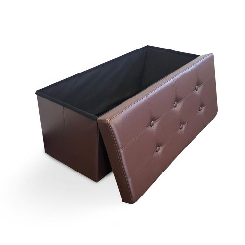  Casa pura casa pura Ottoman Storage Bench | Classic-Design Upholstered Ottoman Coffee Table Foot Rest | Faux Leather - Black | Multiple Sizes and Colors - 30 x 15 x 15