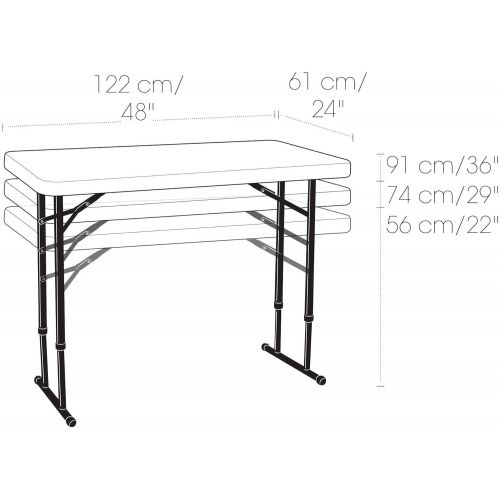 라이프타임 Lifetime 80160 Commercial Height Adjustable Folding Utility Table, 4 Feet, White Granite