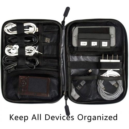  [아마존베스트]BAGSMART Electronic Organizer Travel Universal Cable Organizer Electronics Accessories Cases for Cable, Charger, Phone, USB, SD Card, Black