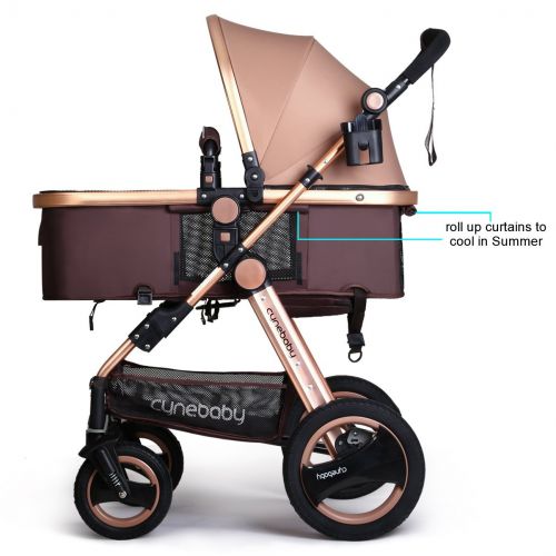  Infant Baby Stroller for Newborn and Toddler - Cynebaby Convertible Bassinet Stroller Compact Single Baby Carriage Toddler Seat Stroller Luxury Pram Stroller add Cup Holder Footmuf