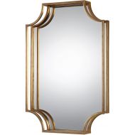 MY SWANKY HOME Open Gold 30 Metal Wall Mirror | Vanity Curved Modern Contemporary Sculpted