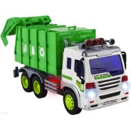 [아마존 핫딜] [아마존핫딜]WolVol Friction Powered Garbage Truck Toy With Lights and Sounds For Kids (Can Open Back)