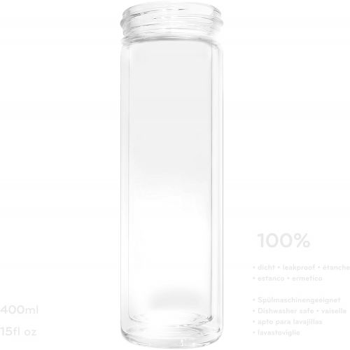  amapodo Teeflasche Ersatzglas - Tee Glas Flasche einzeln 400ml (ohne Muster)