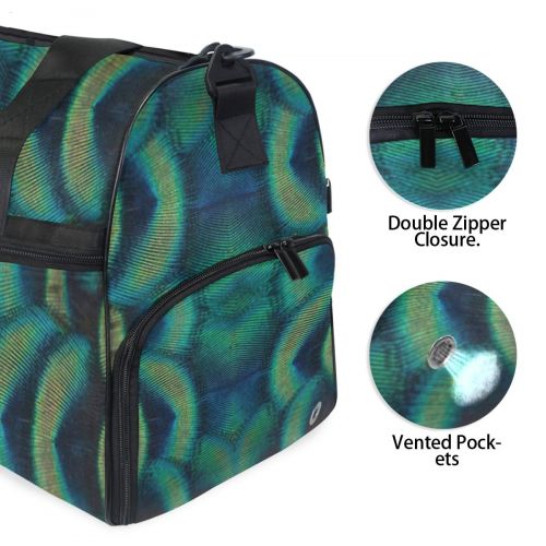  All agree Peacock Feather Gym Bags for Men&Women Duffel Bag Weekender Bag with Shoe Compartment