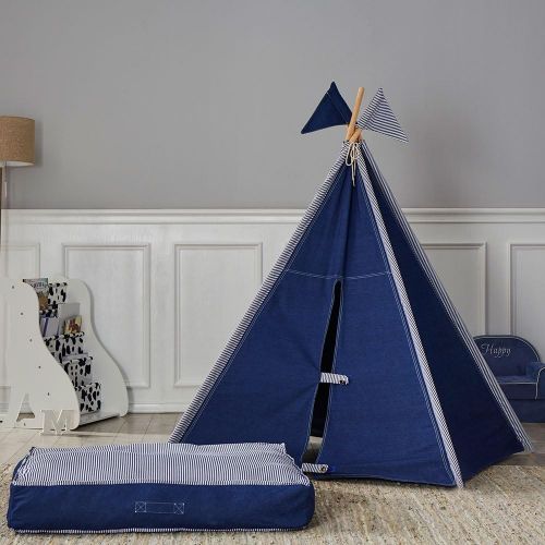  Asweets Denim Floor Cotton Canvas Cushion for Teepees Play Tents, Dark Blue