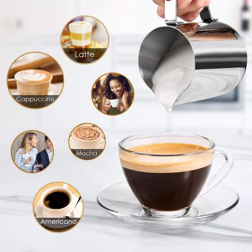  Aicook Kaffeemaschine mit Siebtrager | 5 bar Dampf-Kaffeemaschine | Professionelle Milchschaum Duese fuer Espresso Cappuccino und Latte, 1- 4 Tasse, 800W, Schwarz