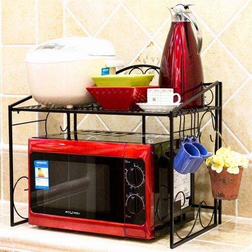  Royarebar Home & Kitchen Decor Rack, Stainless steel microwave oven racks floor-standing kitchen storage dishes sauce rack kitchen oven microwave oven shelf (Color : Coffee)