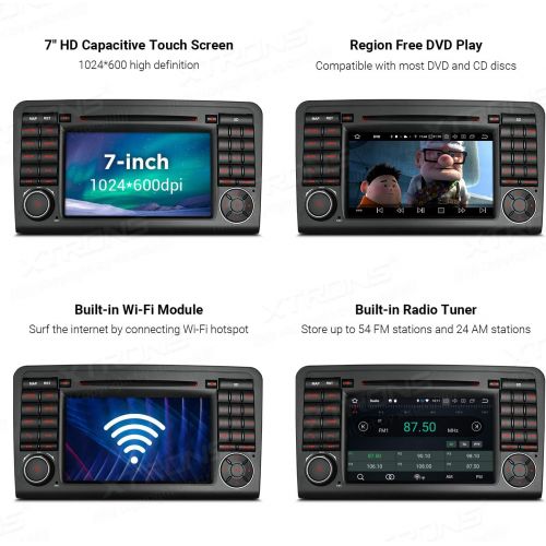  XTRONS 7 Android 8.0 Octa Core 4G RAM 32G ROM HD Digital Multi-touch Screen DVR Car Stereo DVD Player Tire Pressure Monitoring Wifi OBD2 for Mercedes Benz X164 W164 ML GL