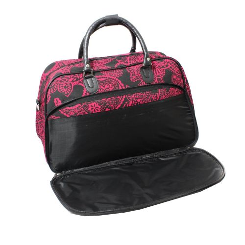  World Traveler 21-Inch Carry-On Shoulder Tote Duffel Bag, Black Pink Paisley, One Size