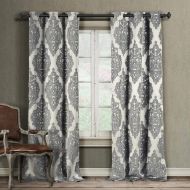 Duck River Textiles Catilie Medallion Grommet Window Curtain 2 Panel Drapes, 37 x 84, Grey