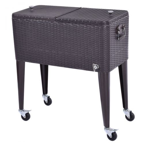  GraceShop 80QT Outdoor Party Portable Rattan Rolling Cooler Cart Will add Beauty to Your Party and Activity.
