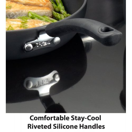 테팔 T-fal Hard Anodized Cookware Set, Nonstick Pots and Pans Set, 17 Piece, Thermo-Spot Heat Indicator, Black