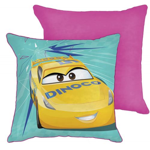  Jay Franco Disney/Pixar Cars 3 Movie Cruz Retro Teal/Yellow Decorative Toss/Throw Pillow with Cruz Ramirez (Official Disney/Pixar Product)