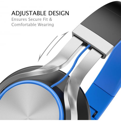  [아마존 핫딜]  [아마존핫딜]AILIHEN C8 Headphones with Microphone and Volume Control Folding Lightweight Headset for Cellphones Tablets Smartphones Laptop Computer PC Mp3/4 (Black/Blue)