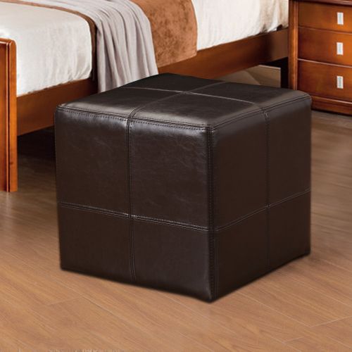  Adeco Bonded Leather Square Tufted Cubic Cube Storage Ottoman Footstool, 16 Inch Height, Red
