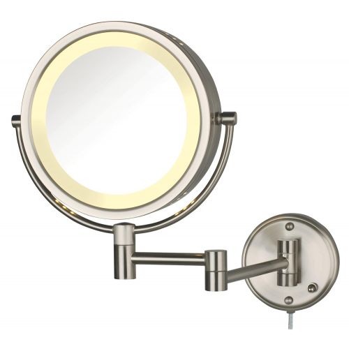  Jerdon HL75N 8.5-Inch Lighted Wall Mount Makeup Mirror with 8x Magnification, Nickel Finish