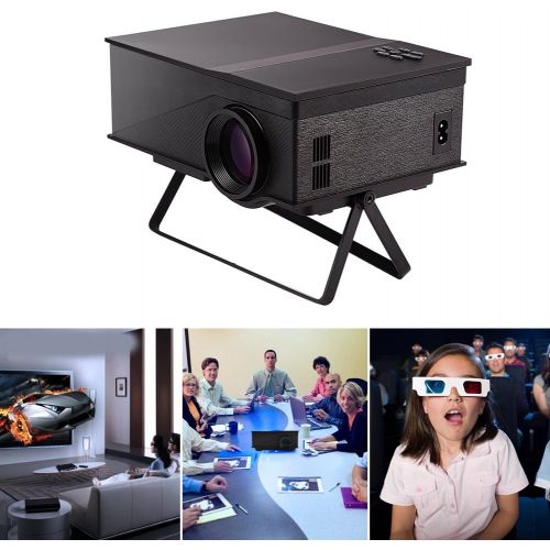  Fosa Mini Projector, 1200LM Brightness 1080P HD Portable LED Projector Home Cinema Theater Stereo Sound Noiseless Dust Proof Aspect Ratio Adjustment with PC Laptop USBSDAVVGAHD