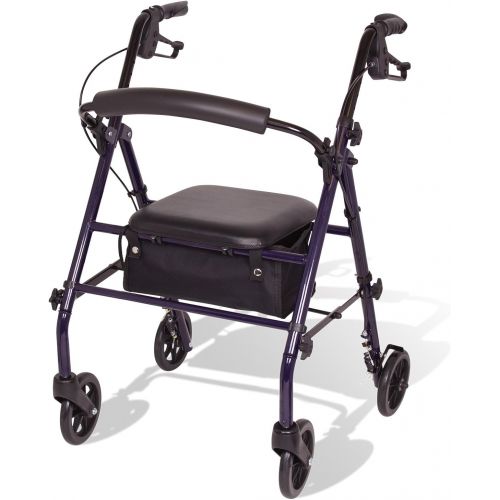  Carex Steel Rollator Walker with Seat and Wheels, Includes Back Support, Rolling Walker for Seniors and Those Needing Assistance Walking, Locking Handbrakes,...