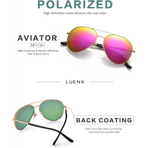  [아마존 핫딜]  [아마존핫딜]LUENX Aviator Sunglasses Womens Polarized Mirror with Case - UV 400 Protection 60MM