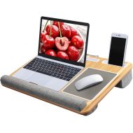 [아마존 핫딜]  [아마존핫딜]HUANUO Lap Desk - Fits up to 17 inches Laptop Desk, Built in Mouse Pad & Wrist Pad for Notebook, MacBook, Tablet, Laptop Stand with Tablet, Pen & Phone Holder (Wood Grain)