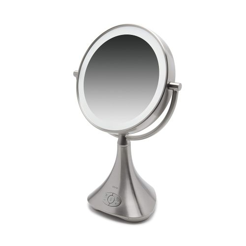  IHome iHome All-in-One, 7X Magnify, 9 2-Sided LED Makeup Mirror, Natural Light, Double-Sided Vanity Mirror, Hands-Free Bluetooth Speakerphone, Bluetooth Audio & Phone Charger iCVBT8