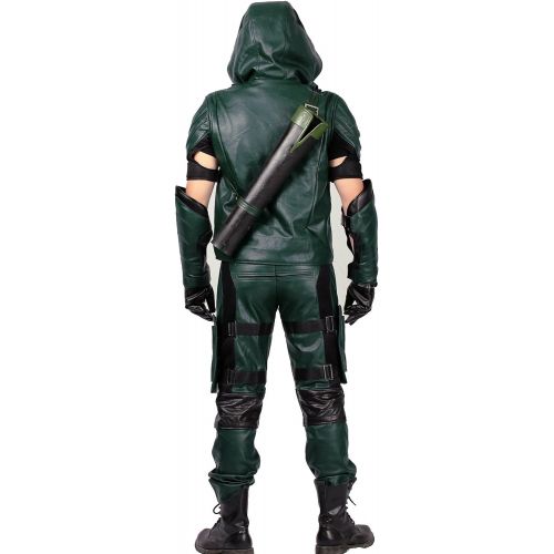  Xcoser Green Arrow Costume Mask with Quiver for Adult Halloween Cosplay S4
