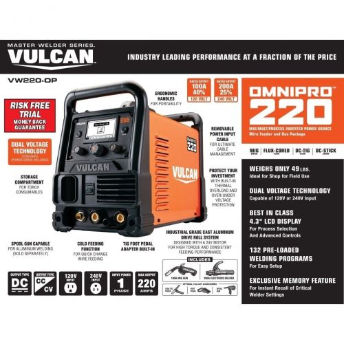  VULCAN Vulcan OmniPro 220 Multiprocess Welder with 120240 Volt Input
