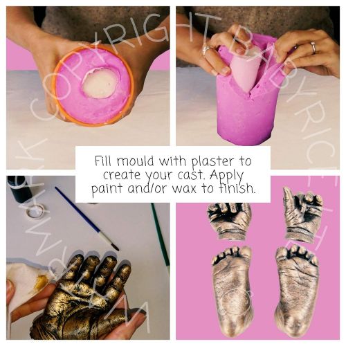  Anika-Baby BabyRice 3D Handprints Footprints Baby Casting Kit Cast babys hand and foot out of Plaster & Choose Your Paint color (Pewter)