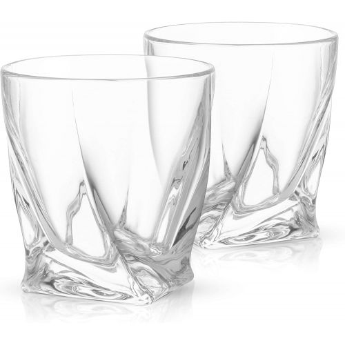  JoyJolt Atlas Crystal Whiskey Glasses, Old Fashioned Whiskey Glass 10.8 Ounce, Ultra Clear Crystal Scotch Glass for Bourbon and Liquor Set Of 2 crystal Glassware