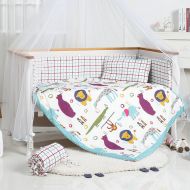 i-baby 9 Piece Nursery Crib Bedding Set for Newborn Baby Infant Crib Sheet Duvet Pillow Bumper Cot and 100% Cotton Printed Cover (Cute Safari)