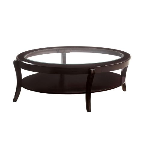  HOMES: Inside + Out ioHOMES Baton Oval Glass Top Coffee Table, Brown