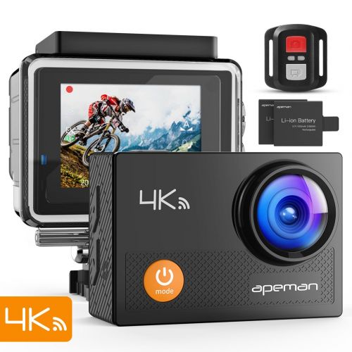  APEMAN Action Camera 4K 16MP WiFi Ultra Underwater Waterproof 30M Sports Camcorder with 2.4G Remote and Mounting Accessories Kits