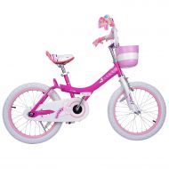RoyalBaby Girls Kids Bike Jenny 12 14 16 18 20 Inch Bicycle for 3-12 Years Old Childs Cycle with Basket Training Wheels or Kickstand Bike White Pink Fuchsia