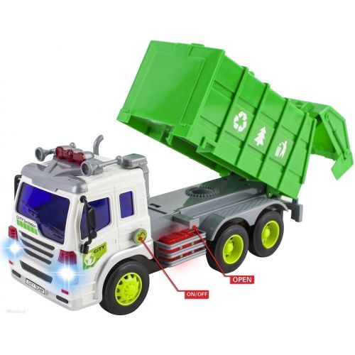  [아마존 핫딜] [아마존핫딜]WolVol Friction Powered Garbage Truck Toy With Lights and Sounds For Kids (Can Open Back)