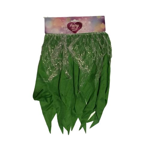  GB Fairy Princess Skirt in Green and Silver Lace Trimming for Dress Up and Play Costume